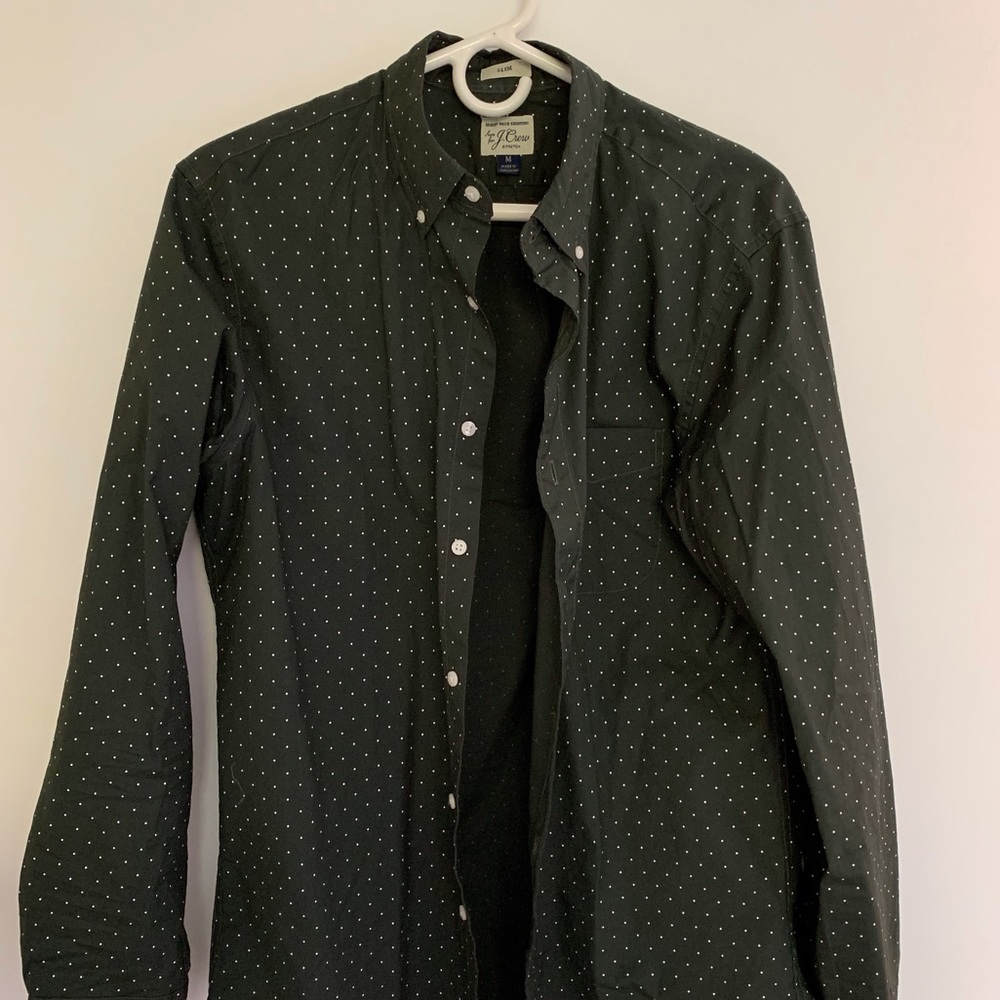 J.Crew Slim Stretch Secret Wash Shirt - Dot Print
